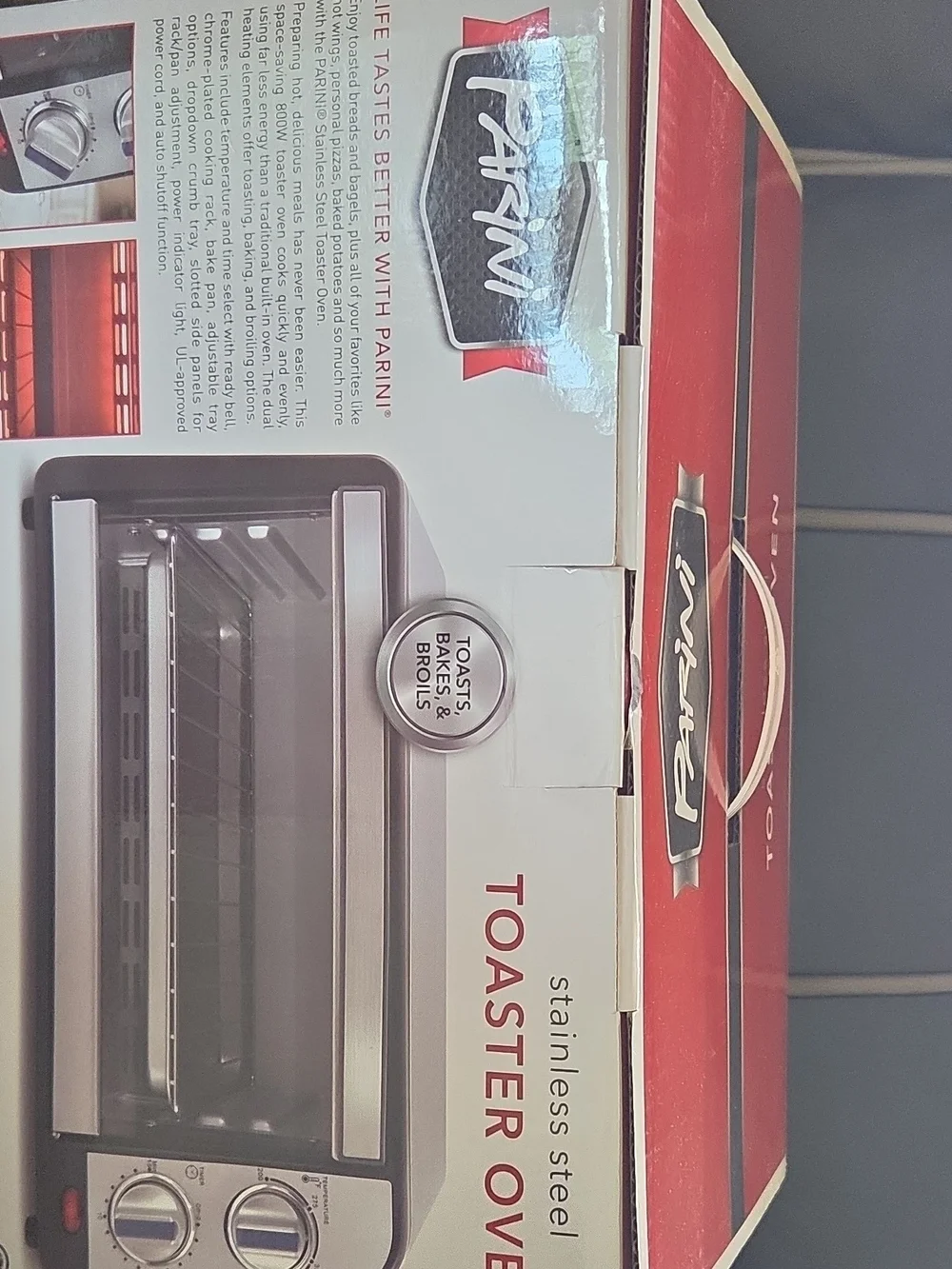 Stainless Steel Toaster Oven with Dual Control Dials - Silver